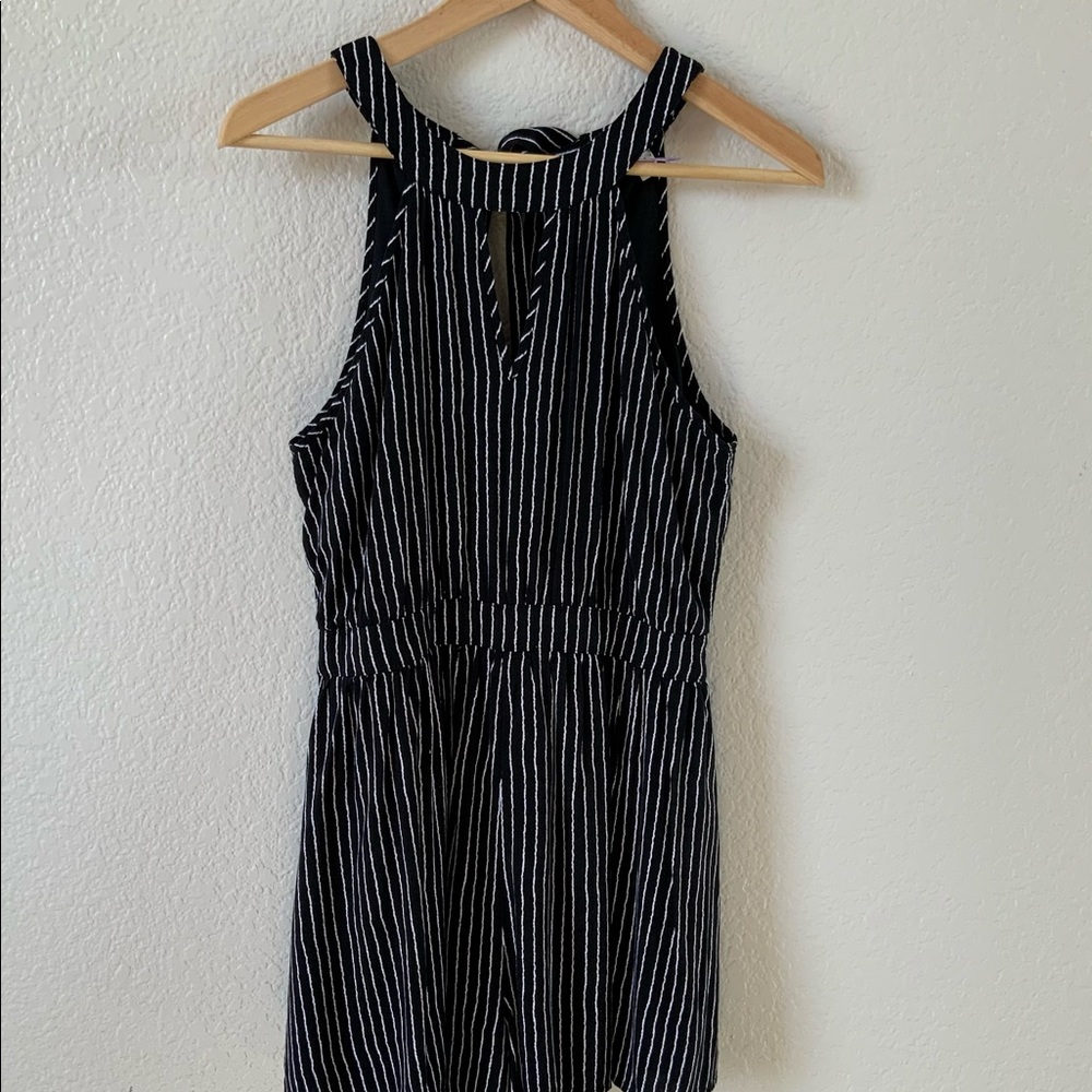 Alya Black Pinstripe Romper, Sz M